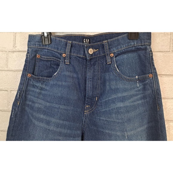 Gap Denim Jeans Women's Size 4/27 R High Rise Medium Wash Ankle Flare Raw Hem - Picture 2 of 8